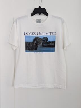 Vtg Ducks Unlimited T Shirt Large NWT Bite Me Lynette Fransen Black Lab Duck Pup